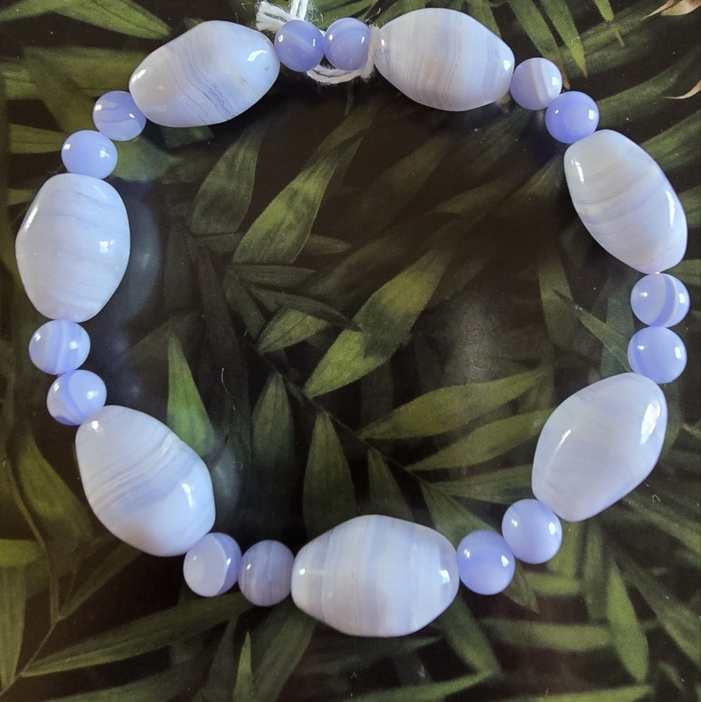 Blue Lace Agate And 6mm Blue Lace Agate Bracelet